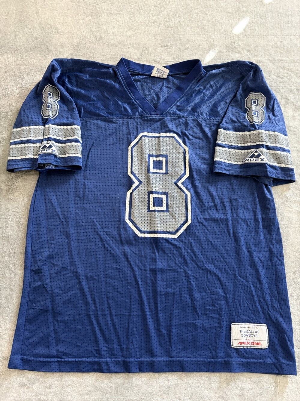 Vintage Dallas Cowboys Football Jersey Mens M Blue NFL Troy Aikman 8 Apex One